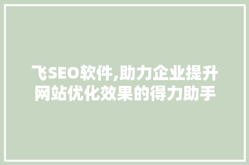飞SEO软件,助力企业提升网站优化效果的得力助手