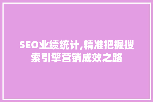 SEO业绩统计,精准把握搜索引擎营销成效之路