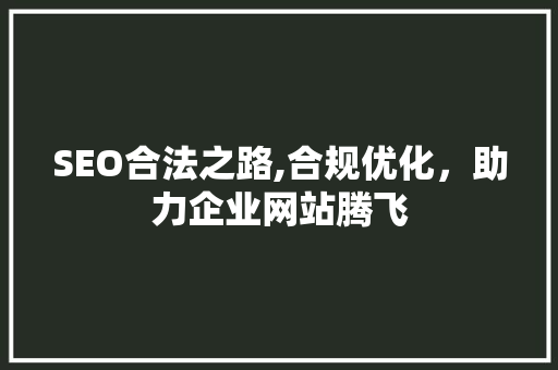 SEO合法之路,合规优化，助力企业网站腾飞