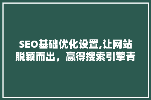 SEO基础优化设置,让网站脱颖而出，赢得搜索引擎青睐