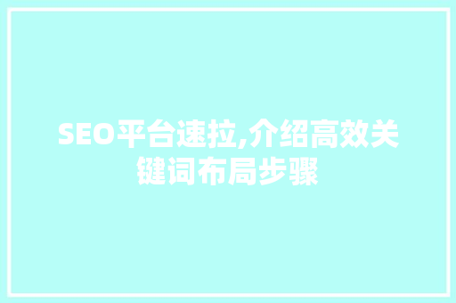 SEO平台速拉,介绍高效关键词布局步骤