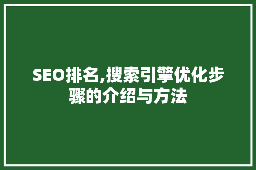 SEO排名,搜索引擎优化步骤的介绍与方法