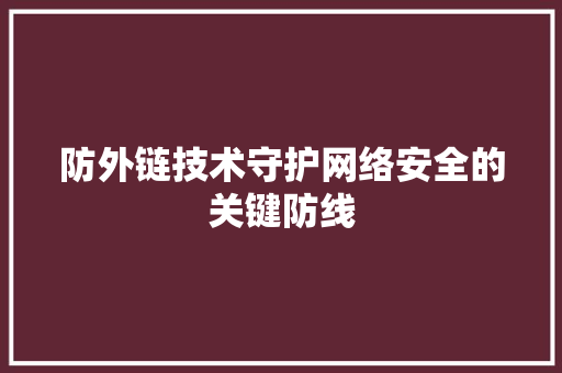 防外链技术守护网络安全的关键防线