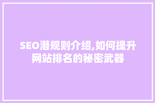 SEO潜规则介绍,如何提升网站排名的秘密武器