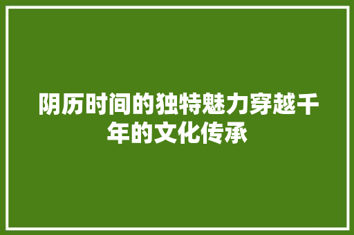 阴历时间的独特魅力穿越千年的文化传承