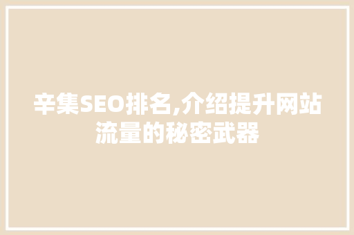 辛集SEO排名,介绍提升网站流量的秘密武器