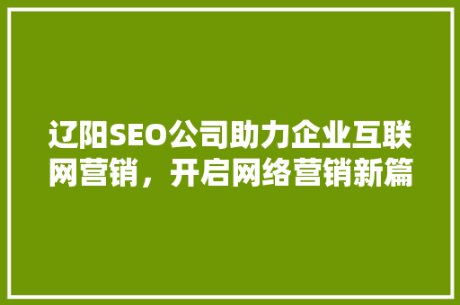 辽阳SEO公司助力企业互联网营销，开启网络营销新篇章