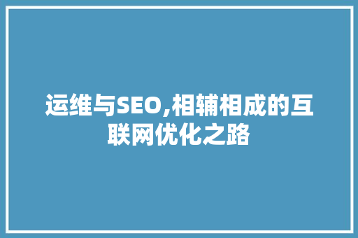 运维与SEO,相辅相成的互联网优化之路