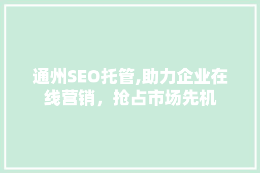 通州SEO托管,助力企业在线营销，抢占市场先机
