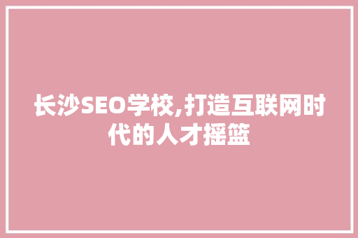长沙SEO学校,打造互联网时代的人才摇篮