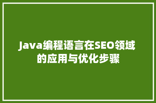 Java编程语言在SEO领域的应用与优化步骤