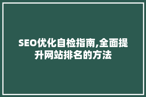 SEO优化自检指南,全面提升网站排名的方法