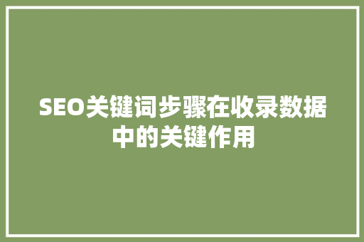 SEO关键词步骤在收录数据中的关键作用
