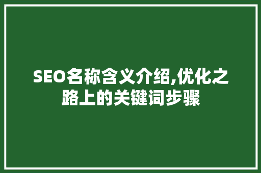 SEO名称含义介绍,优化之路上的关键词步骤