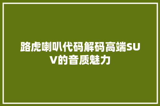 路虎喇叭代码解码高端SUV的音质魅力