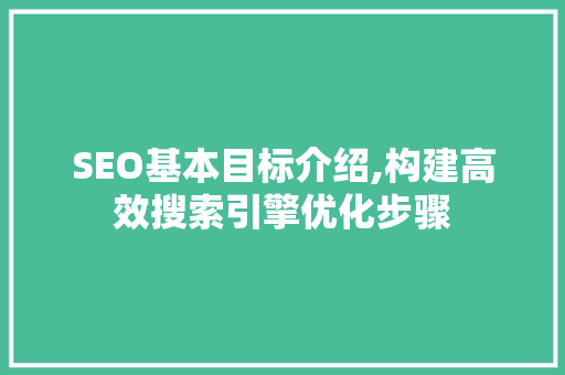 SEO基本目标介绍,构建高效搜索引擎优化步骤