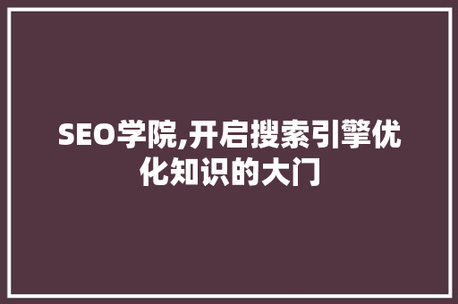 SEO学院,开启搜索引擎优化知识的大门