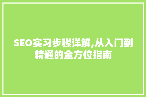 SEO实习步骤详解,从入门到精通的全方位指南  第1张