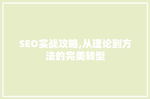 SEO实战攻略,从理论到方法的完美转型