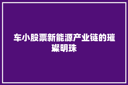 车小股票新能源产业链的璀璨明珠