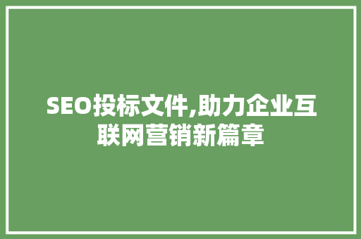 SEO投标文件,助力企业互联网营销新篇章