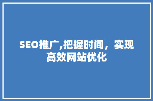SEO推广,把握时间，实现高效网站优化
