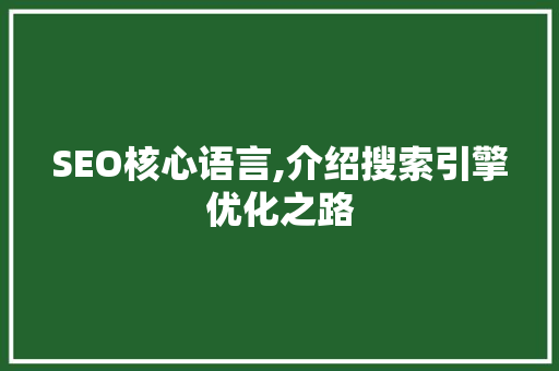 SEO核心语言,介绍搜索引擎优化之路