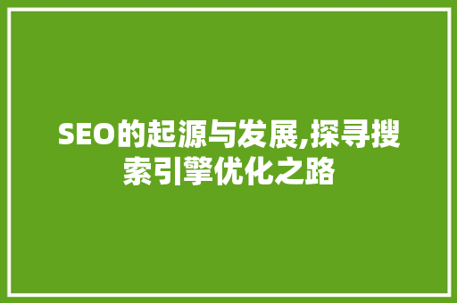 SEO的起源与发展,探寻搜索引擎优化之路