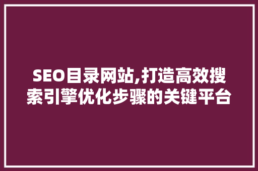 SEO目录网站,打造高效搜索引擎优化步骤的关键平台