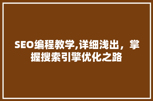 SEO编程教学,详细浅出，掌握搜索引擎优化之路