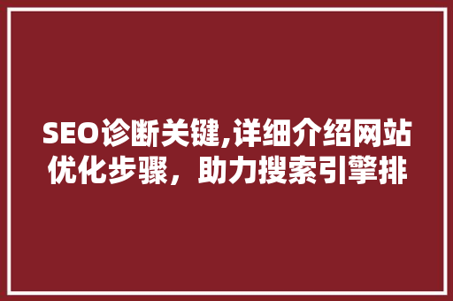 SEO诊断关键,详细介绍网站优化步骤，助力搜索引擎排名提升