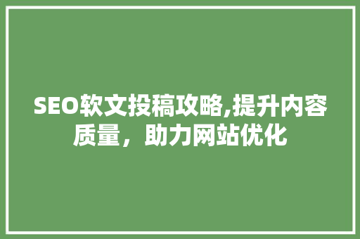 SEO软文投稿攻略,提升内容质量，助力网站优化