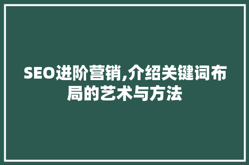SEO进阶营销,介绍关键词布局的艺术与方法