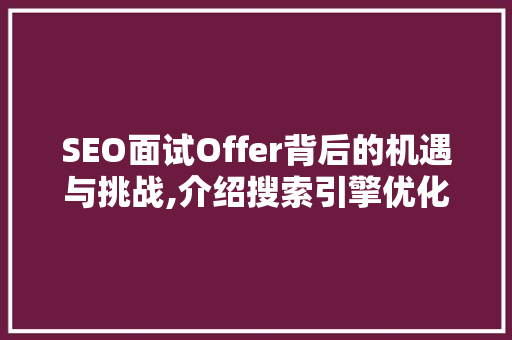 SEO面试Offer背后的机遇与挑战,介绍搜索引擎优化之路
