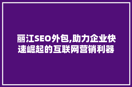 丽江SEO外包,助力企业快速崛起的互联网营销利器