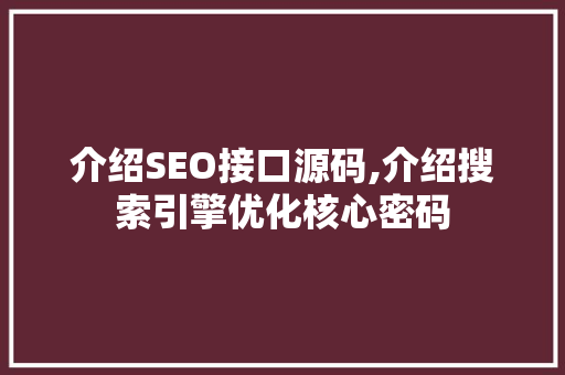 介绍SEO接口源码,介绍搜索引擎优化核心密码
