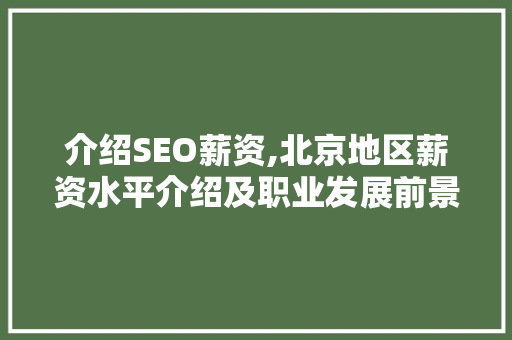 介绍SEO薪资,北京地区薪资水平介绍及职业发展前景