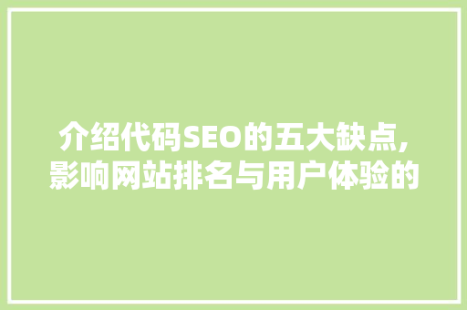 介绍代码SEO的五大缺点,影响网站排名与用户体验的隐忧