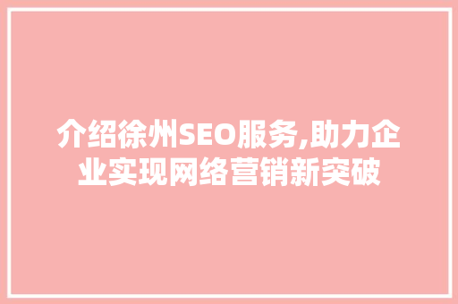介绍徐州SEO服务,助力企业实现网络营销新突破