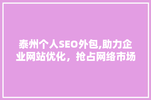 泰州个人SEO外包,助力企业网站优化，抢占网络市场先机
