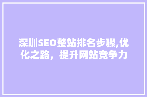 深圳SEO整站排名步骤,优化之路，提升网站竞争力