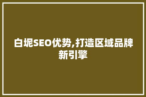 白坭SEO优势,打造区域品牌新引擎