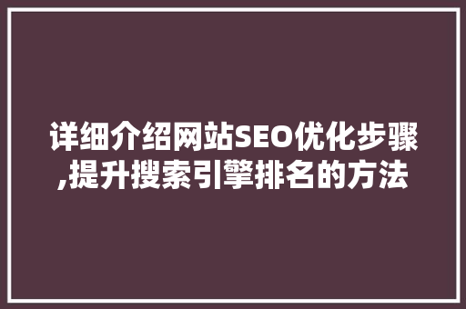 详细介绍网站SEO优化步骤,提升搜索引擎排名的方法