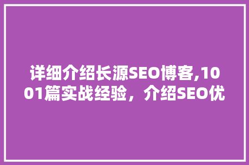 详细介绍长源SEO博客,1001篇实战经验，介绍SEO优化之路