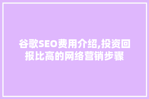 谷歌SEO费用介绍,投资回报比高的网络营销步骤