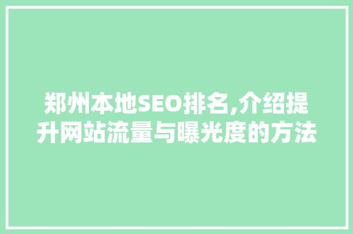 郑州本地SEO排名,介绍提升网站流量与曝光度的方法