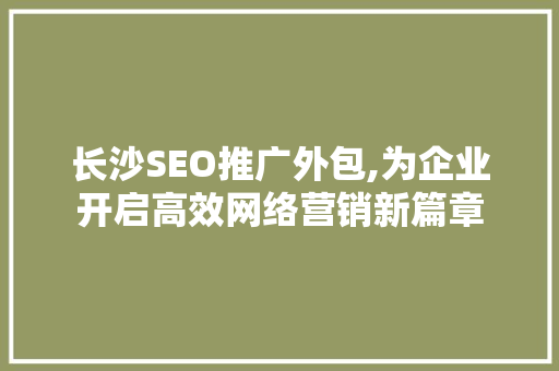 长沙SEO推广外包,为企业开启高效网络营销新篇章