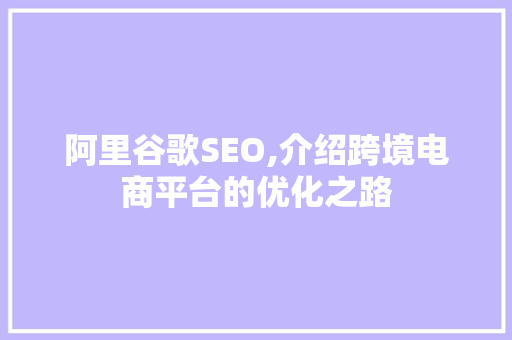 阿里谷歌SEO,介绍跨境电商平台的优化之路  第1张
