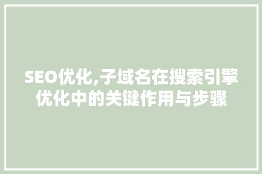 SEO优化,子域名在搜索引擎优化中的关键作用与步骤