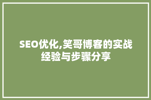 SEO优化,笑哥博客的实战经验与步骤分享
